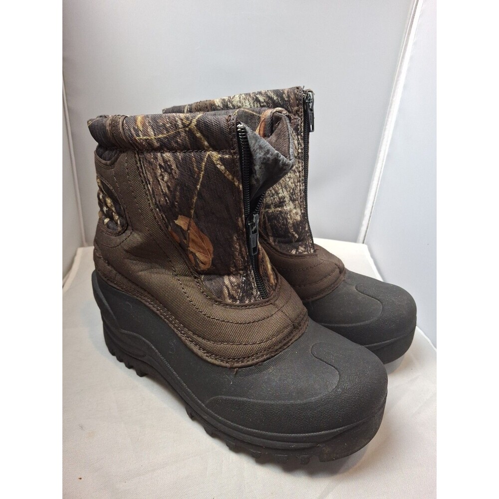 ITASCA Kids Youth Camo Winter Snow Boots Waterproof Zip Rubber Shell Size 5